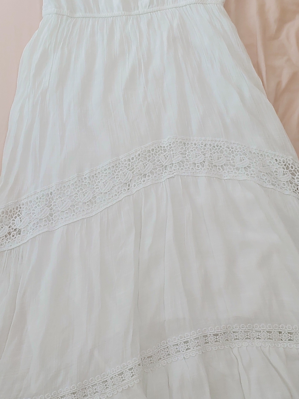 White Boho Lace-Trim Maxi Dress - Picture 5 of 5